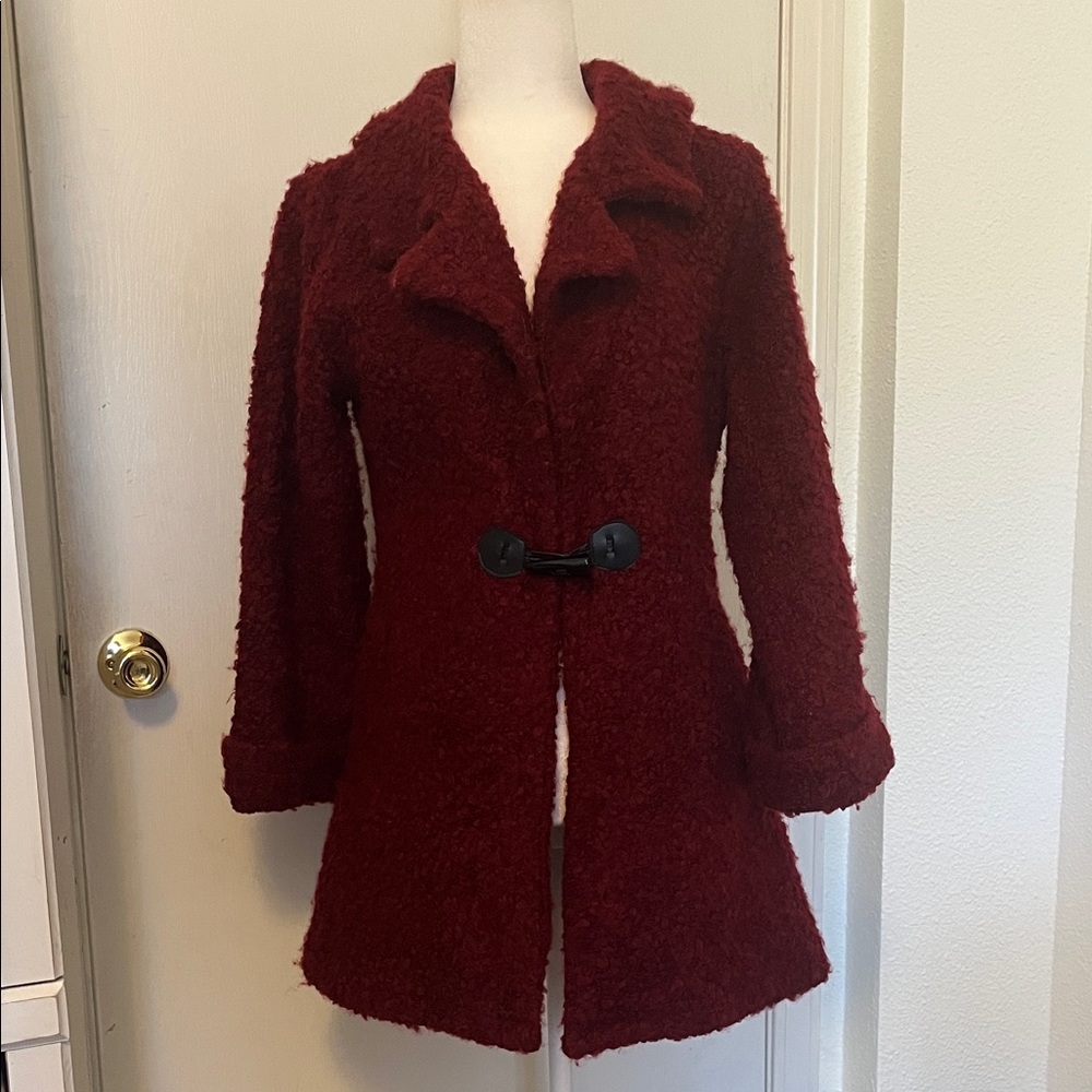Nicole Alexander Burgundy Wool Coat